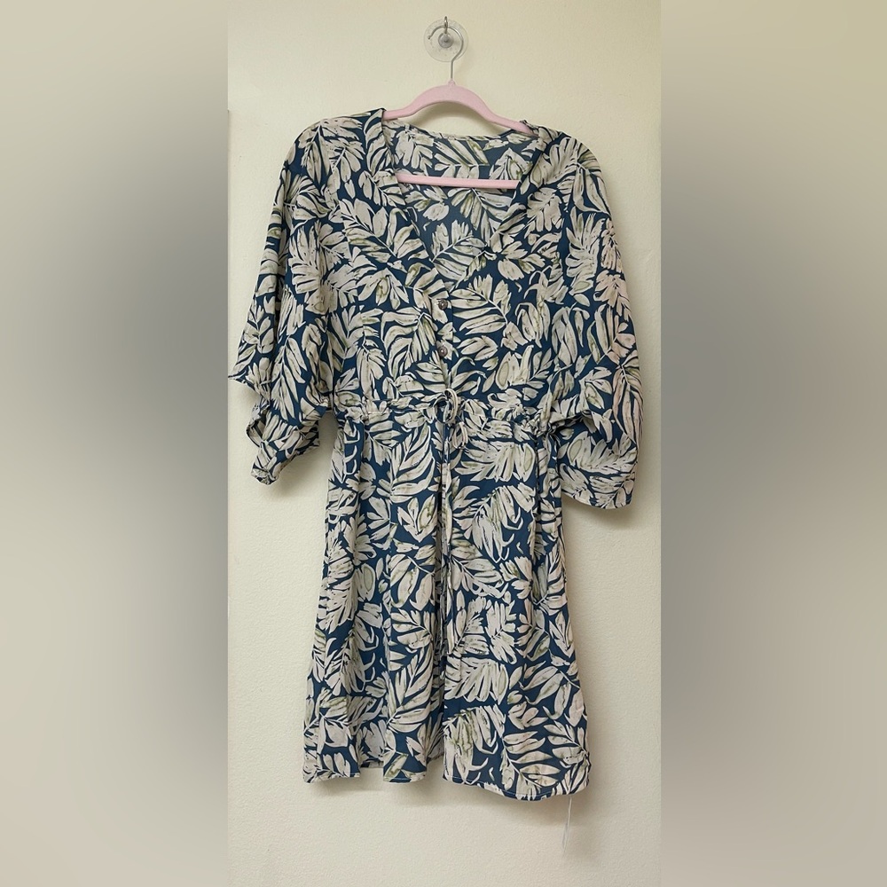 Floral print mini dress with elastic Band